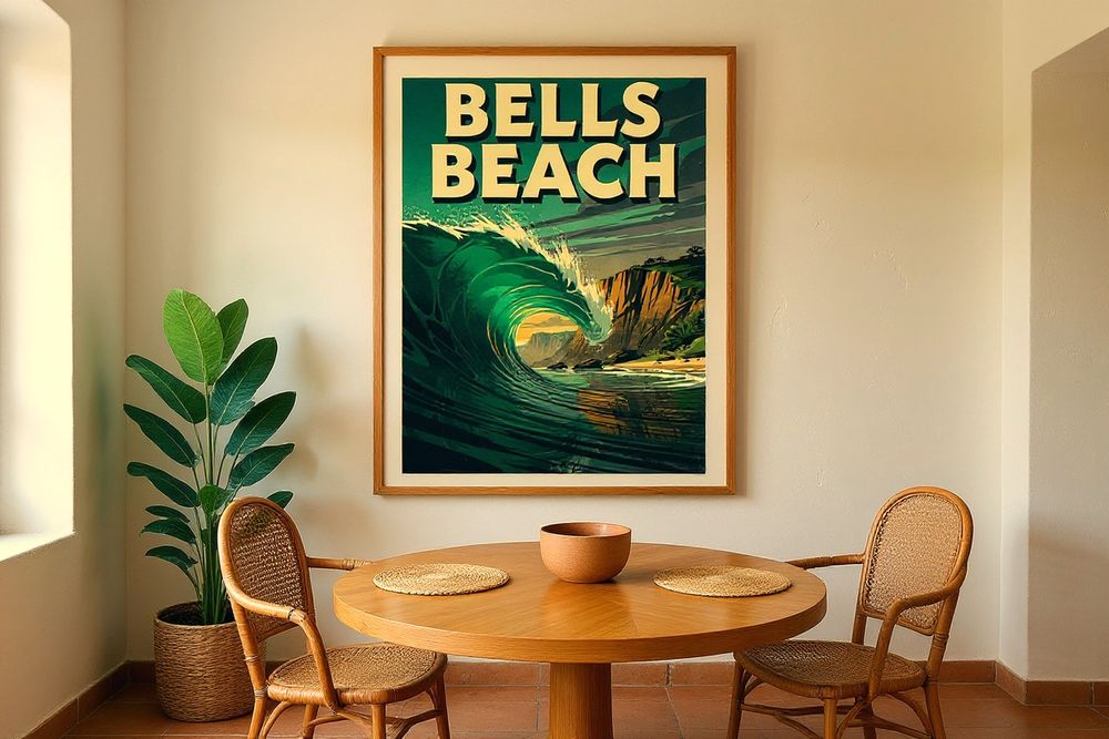 Bells Beach Australia Surf Poster — room mockup