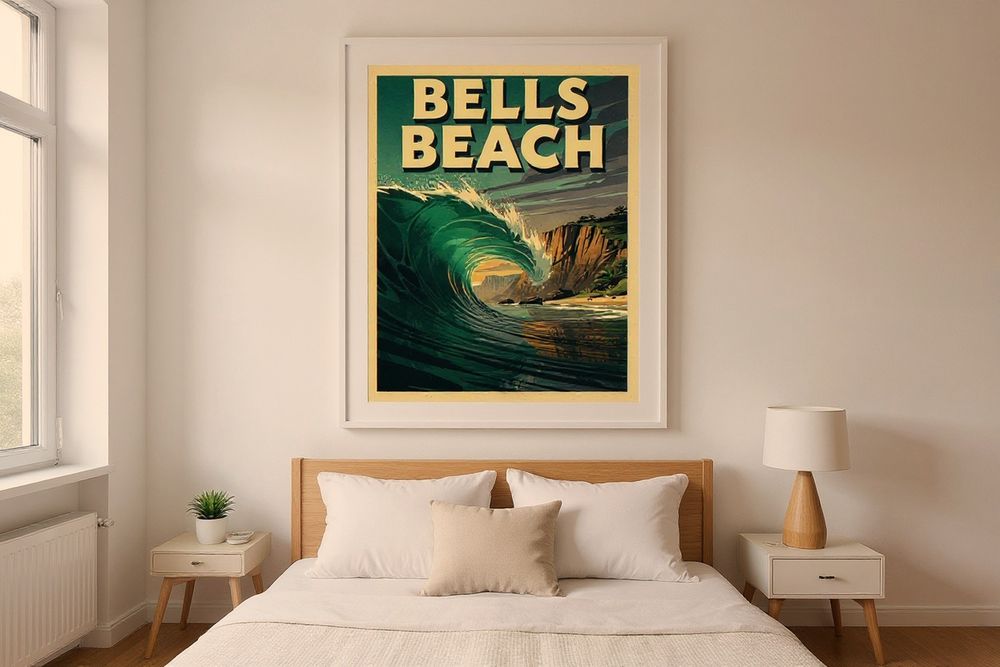 Bells Beach Australia Surf Poster — room mockup