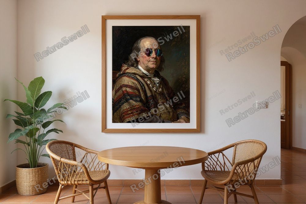 Benjamin Franklin Surf Art — room mockup