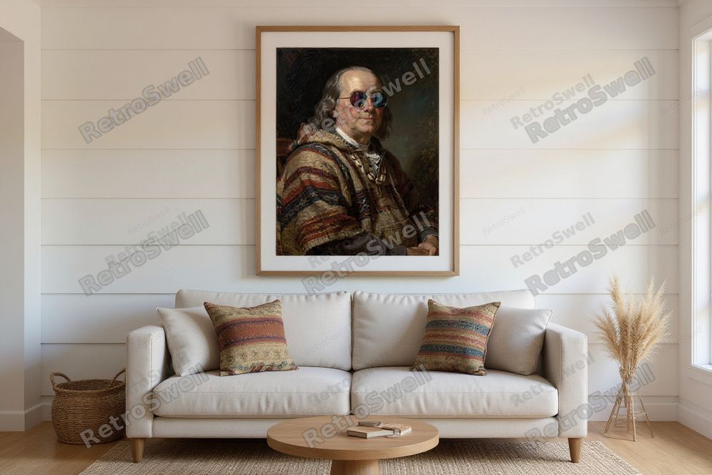 Benjamin Franklin Surf Art — room mockup