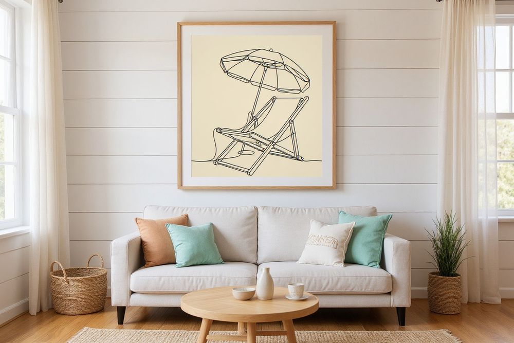 Boho Beach Chair Line Art — room mockup