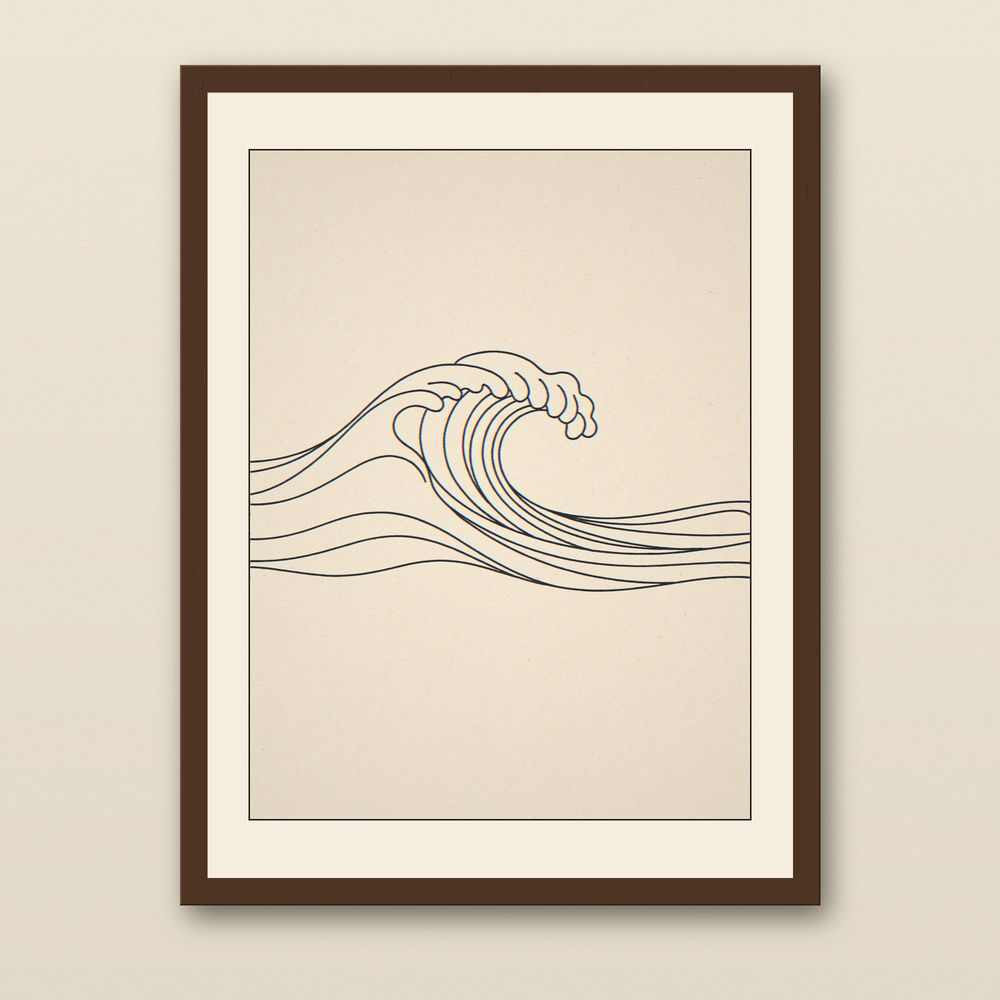 Boho Breaking Wave Line Art