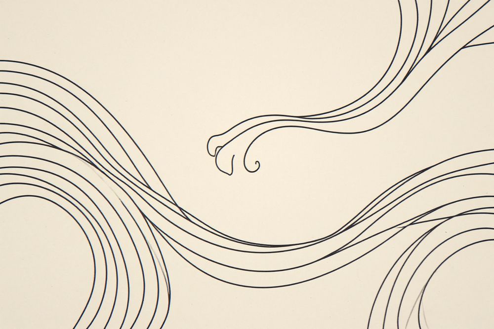 Boho Breaking Wave Line Art — room mockup