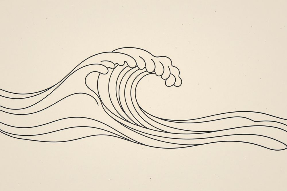 Boho Breaking Wave Line Art — room mockup