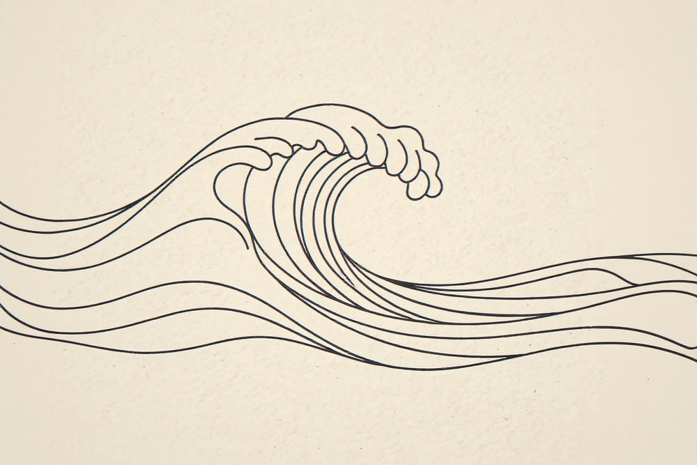 Boho Breaking Wave Line Art — room mockup