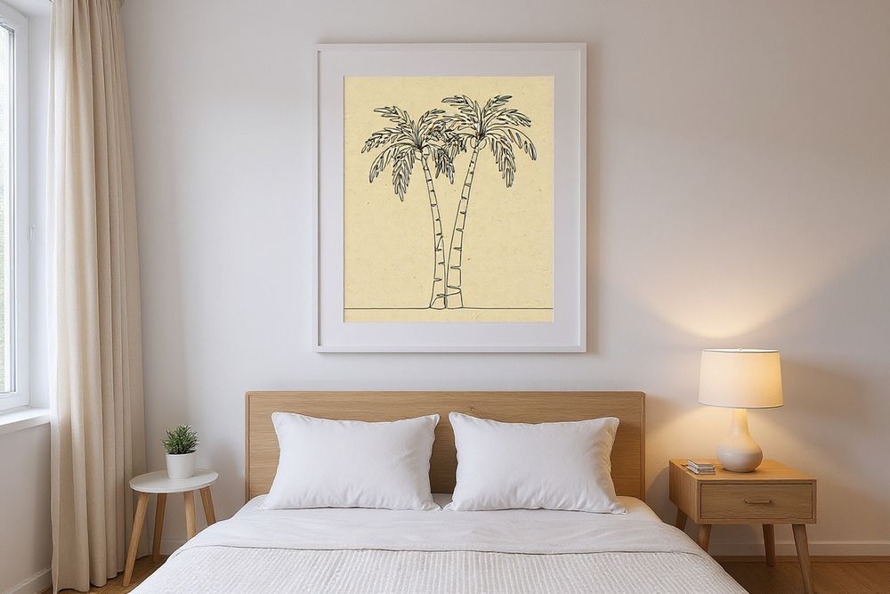Boho Palm Tree Line Art — room mockup