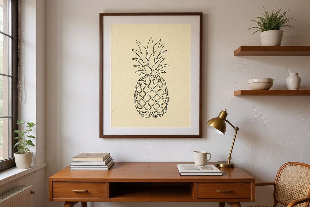 Boho Pineapple Line Art — room mockup