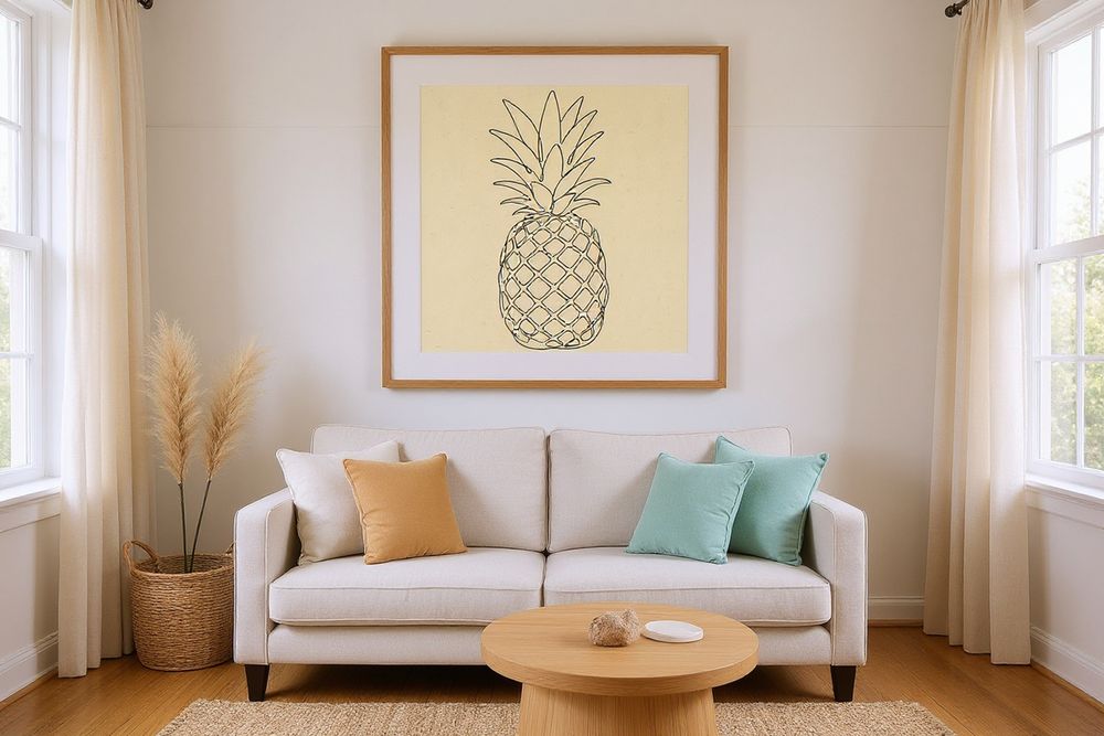 Boho Pineapple Line Art — room mockup