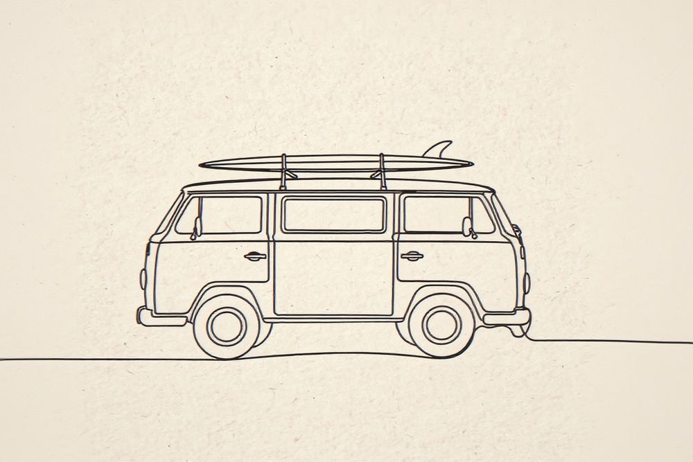 Boho Surf Van Line Art — room mockup