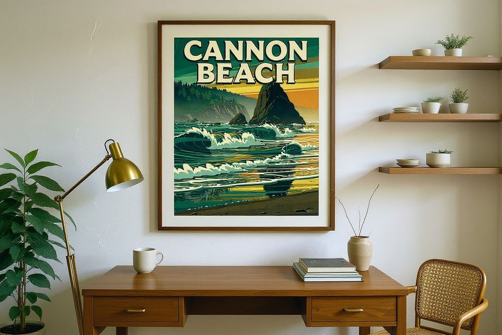 Cannon Beach Oregon Poster — room mockup