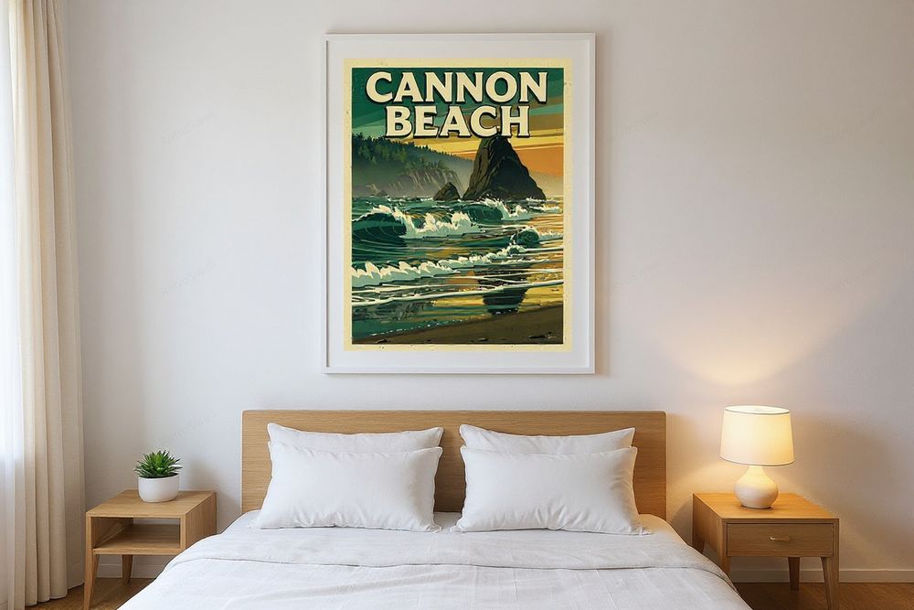 Cannon Beach Oregon Poster — room mockup