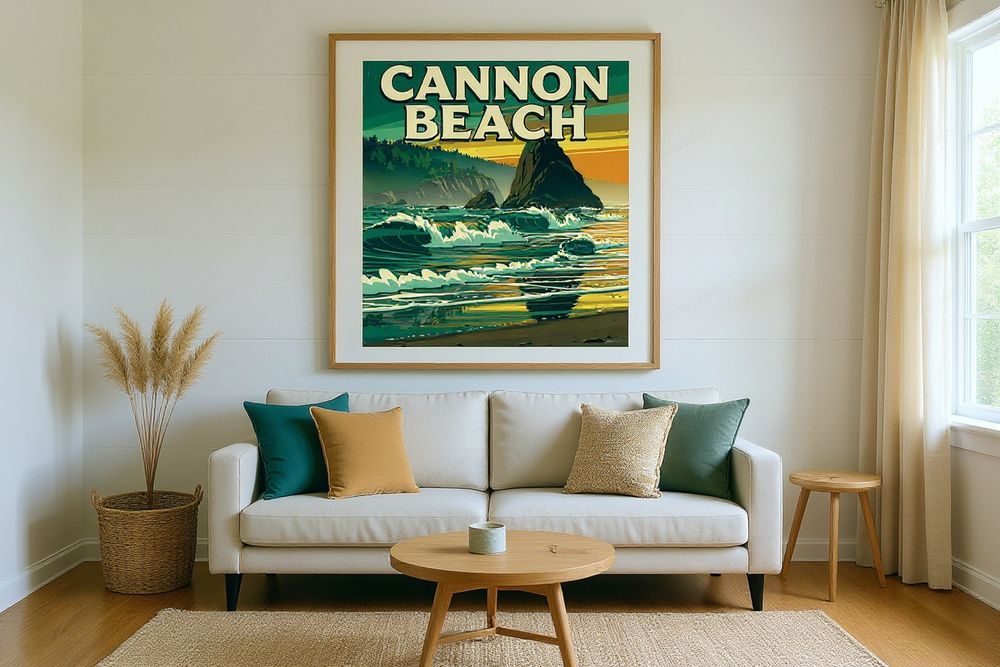 Cannon Beach Oregon Poster — room mockup