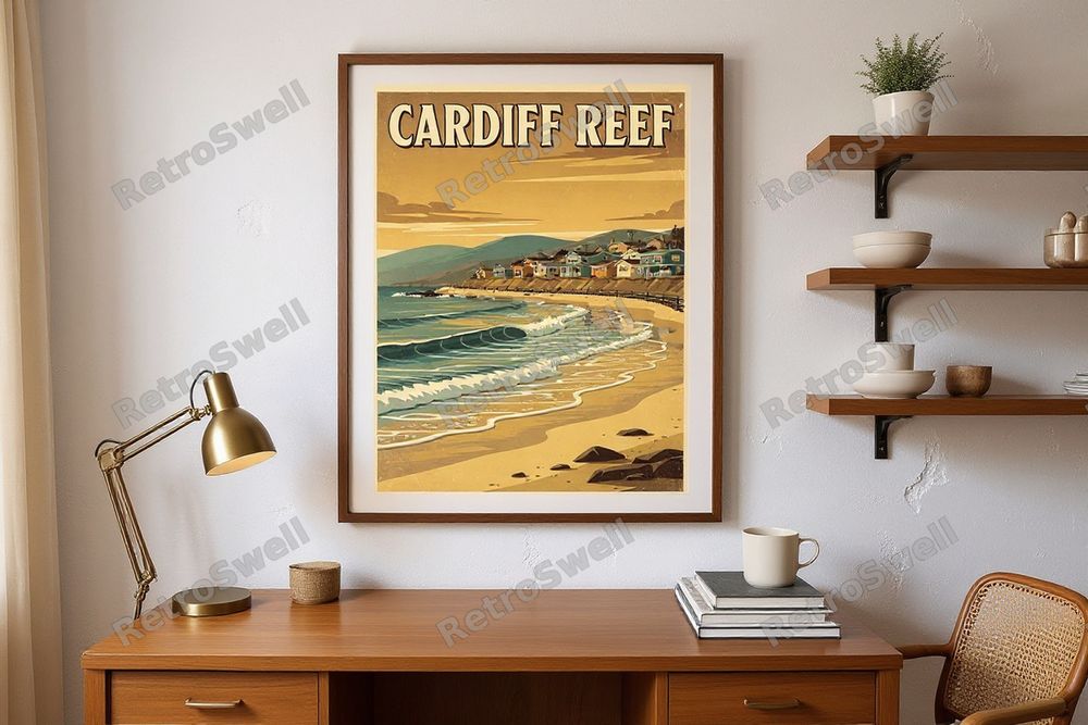 Cardiff Reef Surf Poster — room mockup
