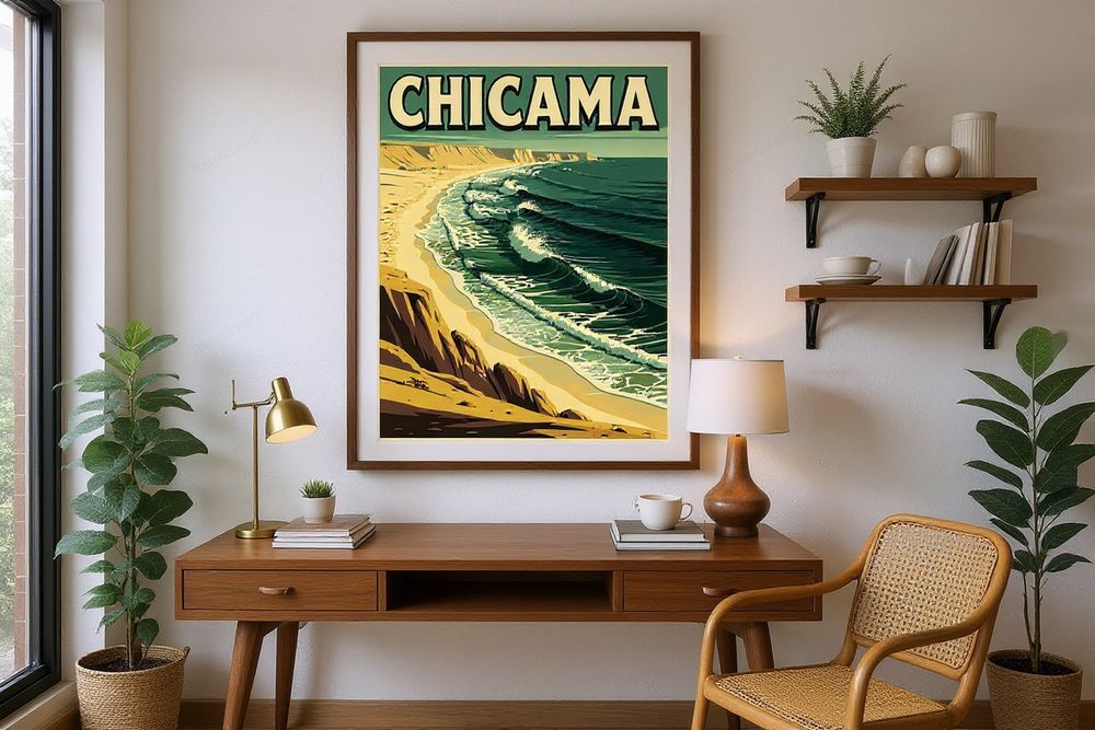 Chicama Peru Surf Poster — room mockup