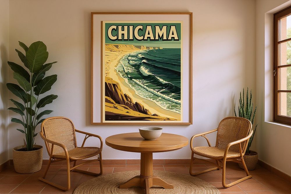 Chicama Peru Surf Poster — room mockup