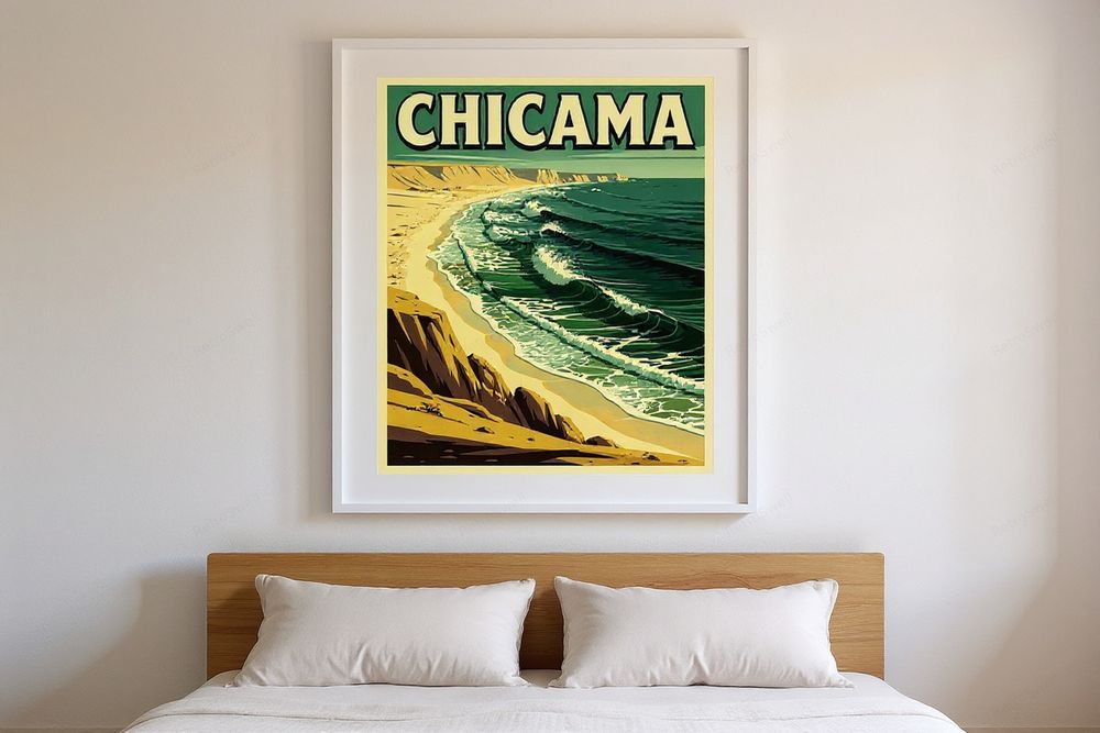 Chicama Peru Surf Poster — room mockup
