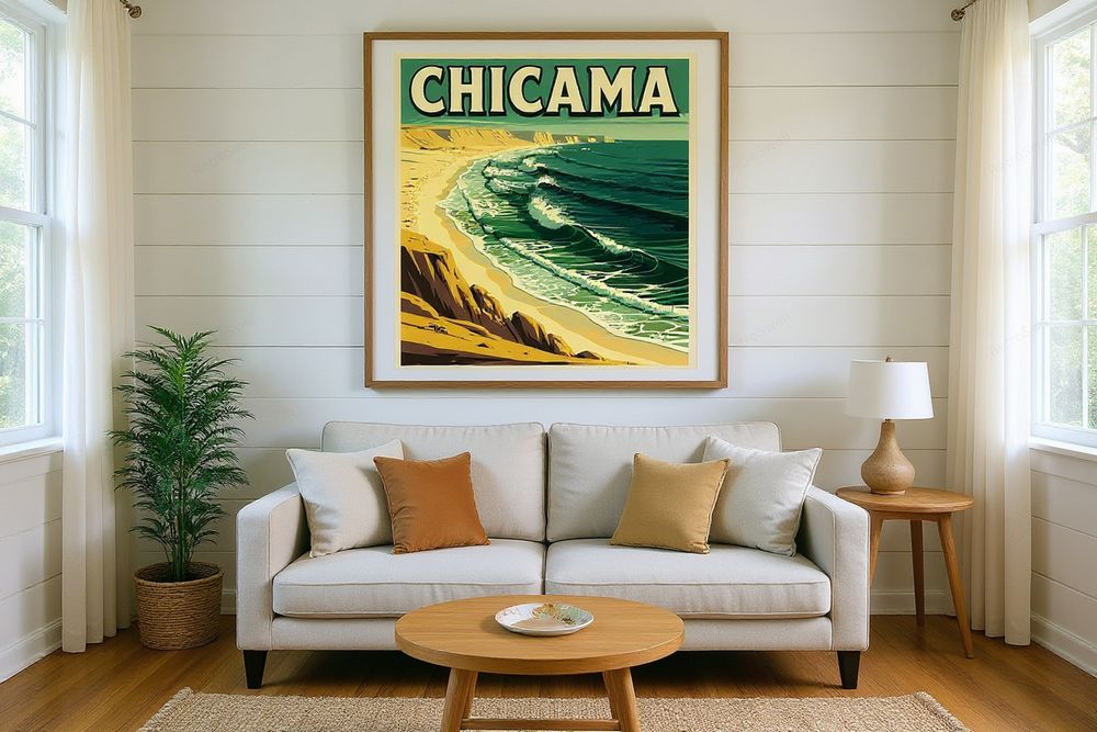 Chicama Peru Surf Poster — room mockup