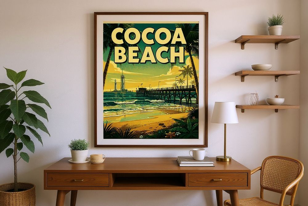 Cocoa Beach Florida Surf Poster — room mockup