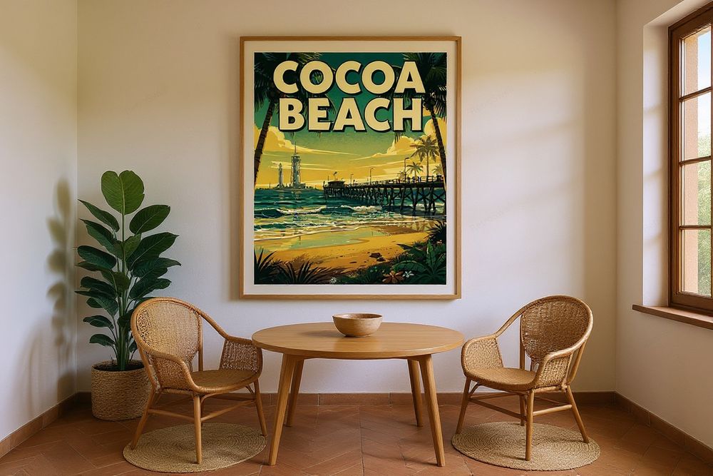 Cocoa Beach Florida Surf Poster — room mockup