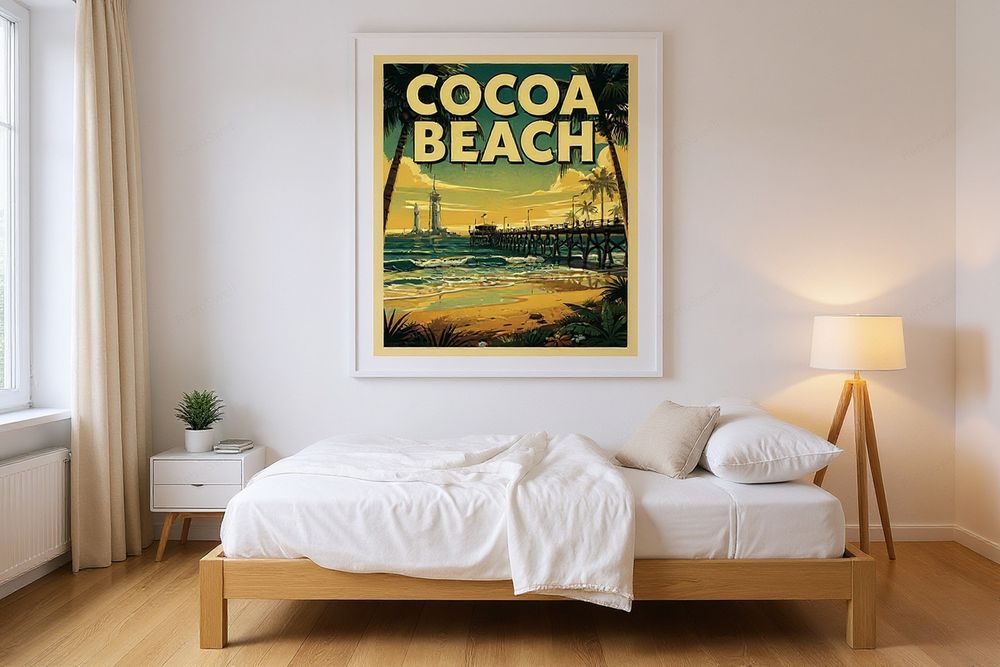 Cocoa Beach Florida Surf Poster — room mockup