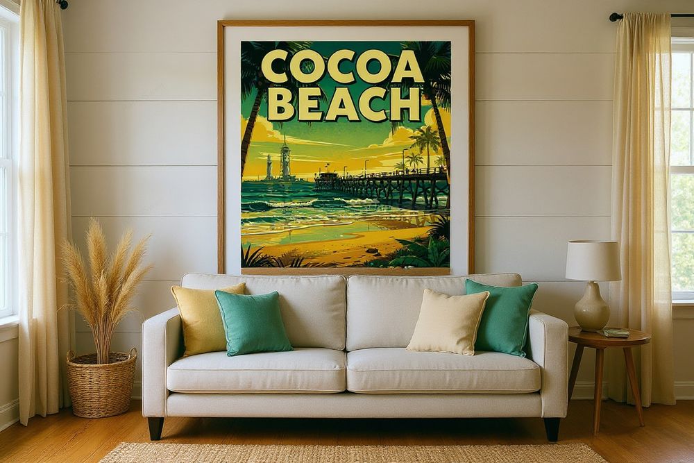 Cocoa Beach Florida Surf Poster — room mockup