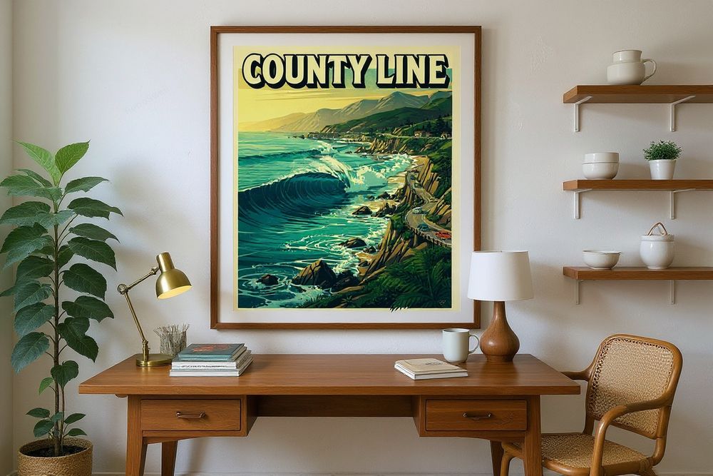 County Line Surf Poster — room mockup
