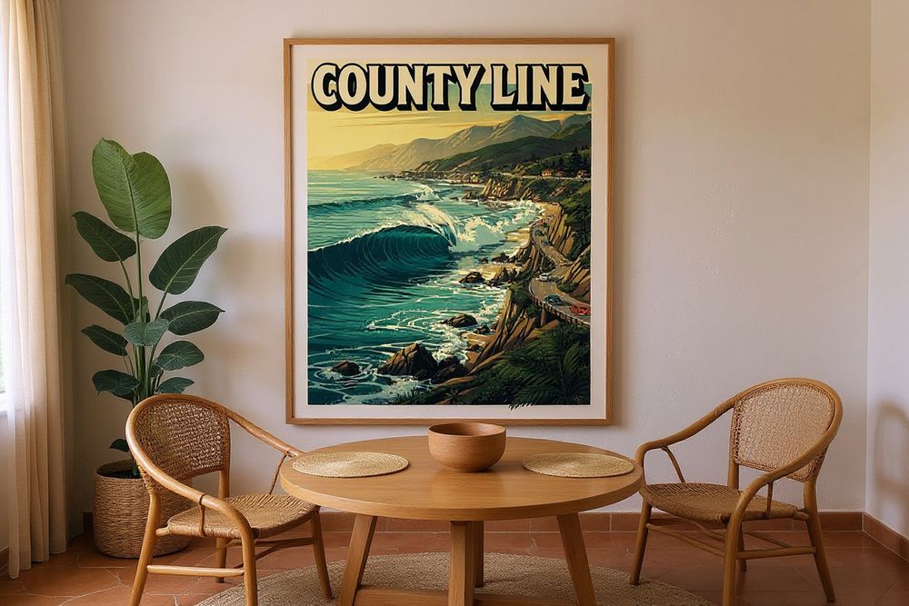 County Line Surf Poster — room mockup
