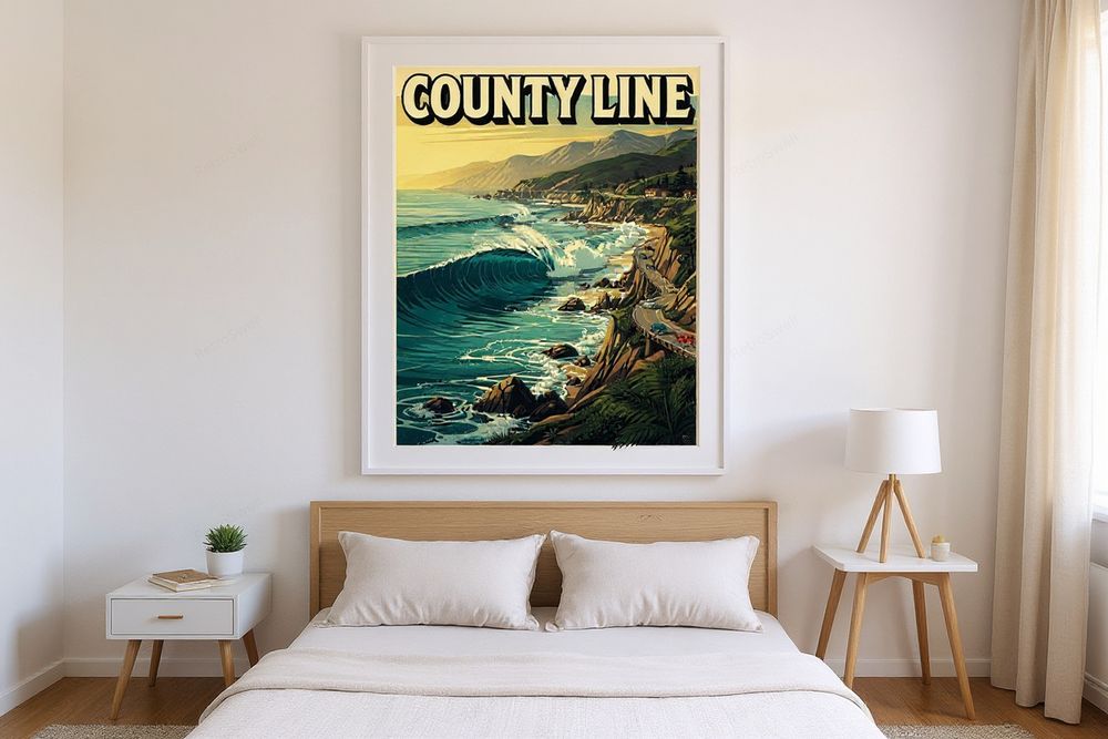 County Line Surf Poster — room mockup