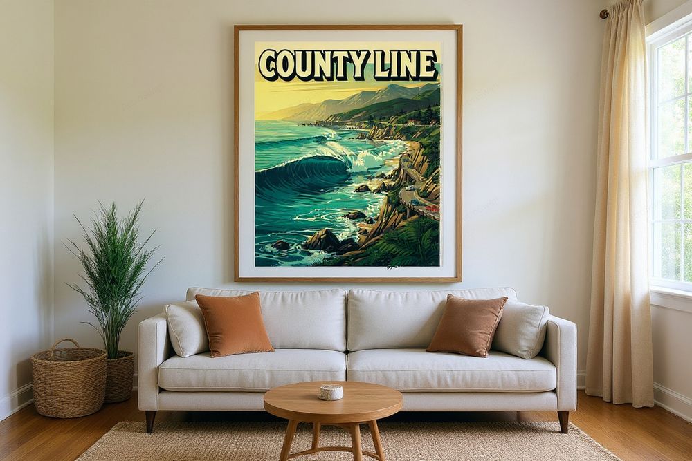 County Line Surf Poster — room mockup