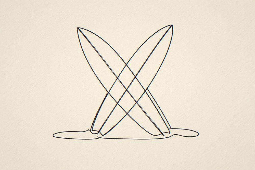 Crossed Surfboards Line Art