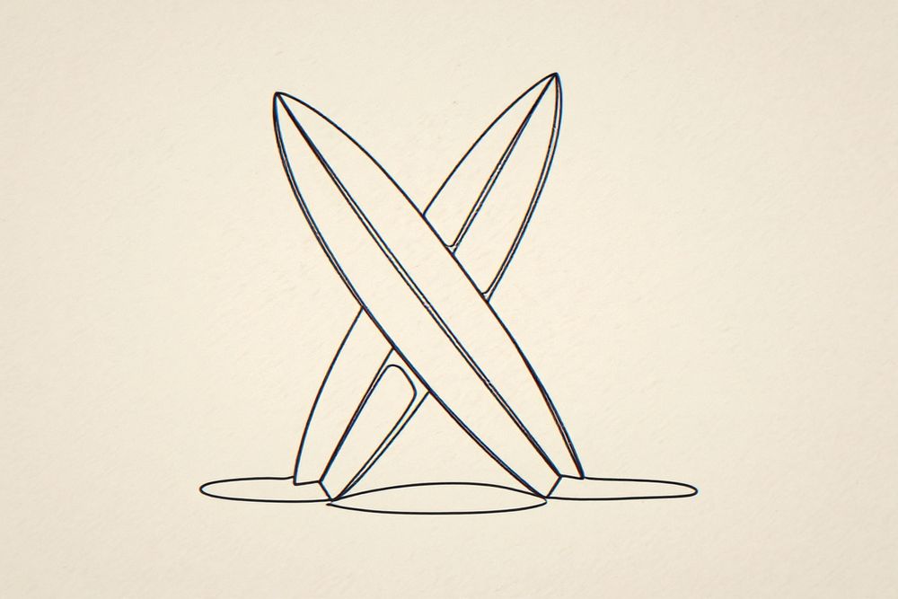 Crossed Surfboards Line Art — room mockup