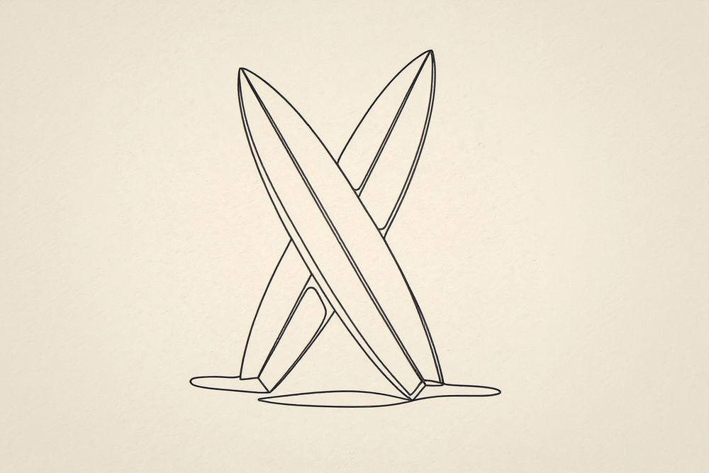 Crossed Surfboards Line Art — room mockup
