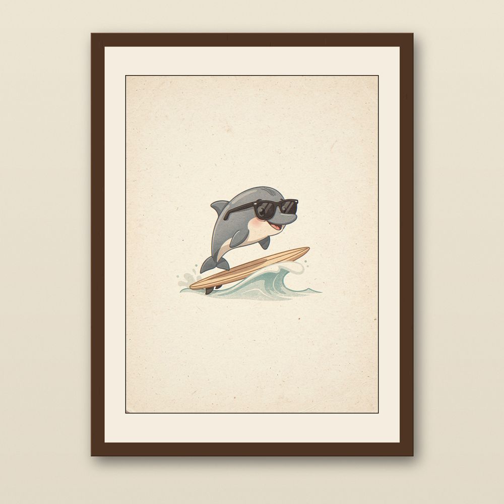 Dolphin Surfing Art Print
