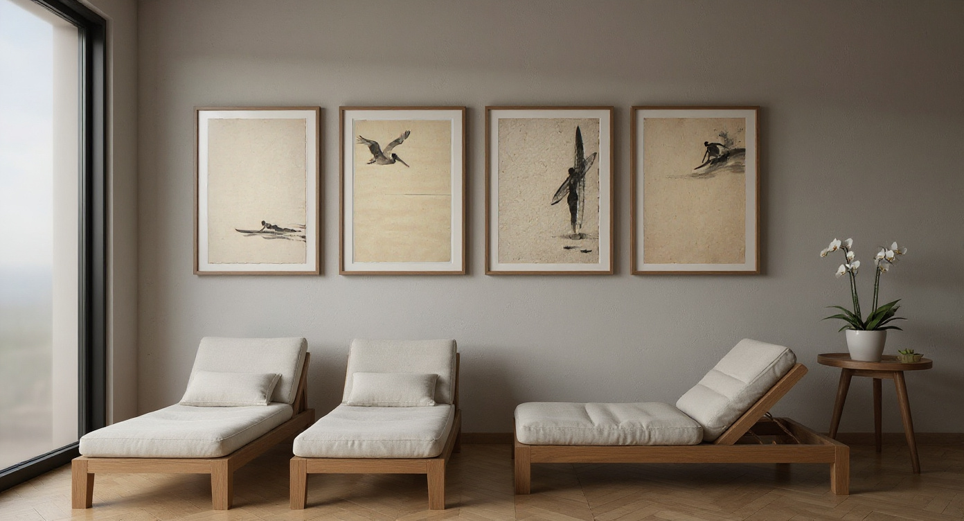 Japanese Ink Wash Gallery Wall Set mockup 2