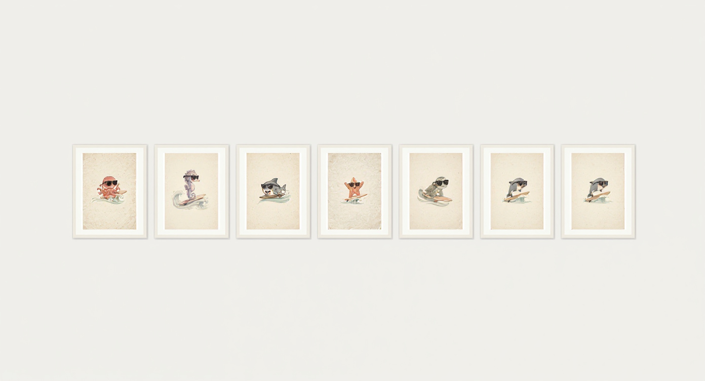 Ocean Nursery Gallery Wall Set mockup 2