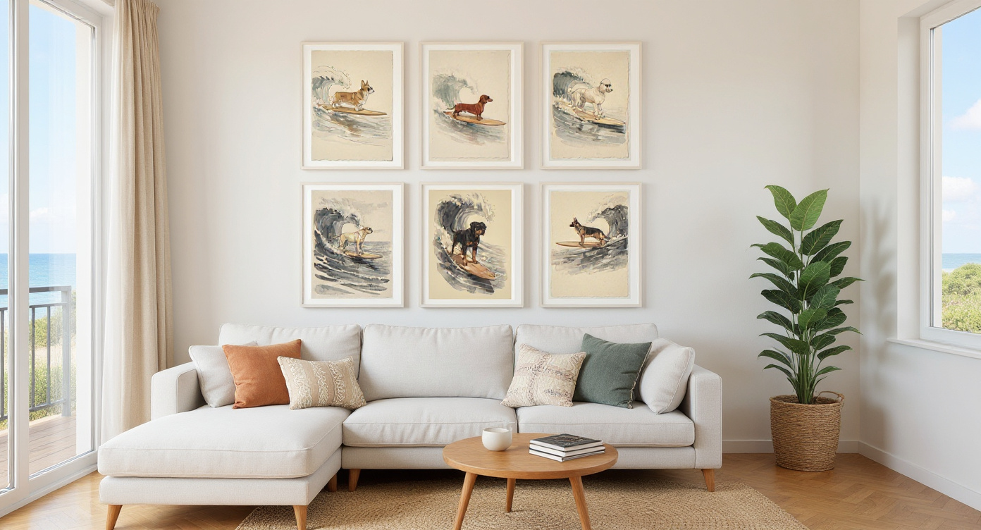Surfing Dogs Gallery Wall Set