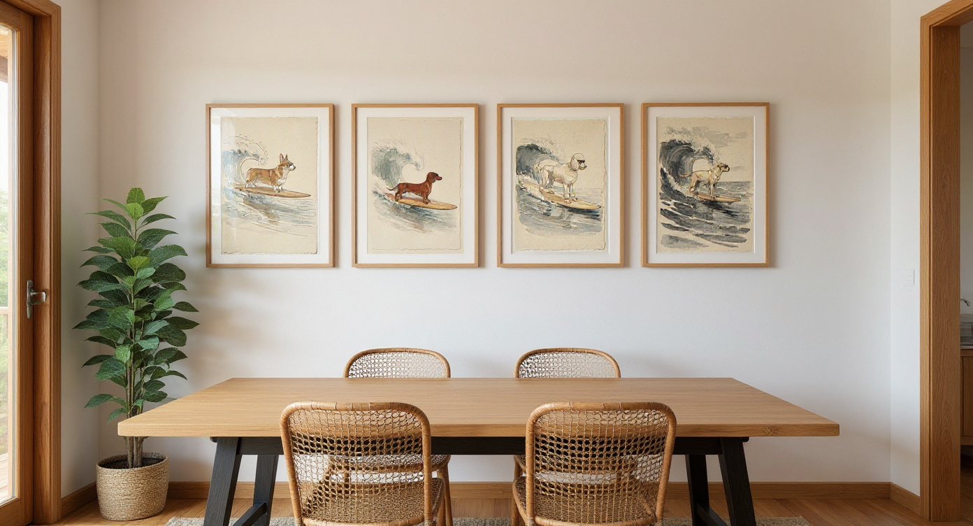 Surfing Dogs Gallery Wall Set mockup 2