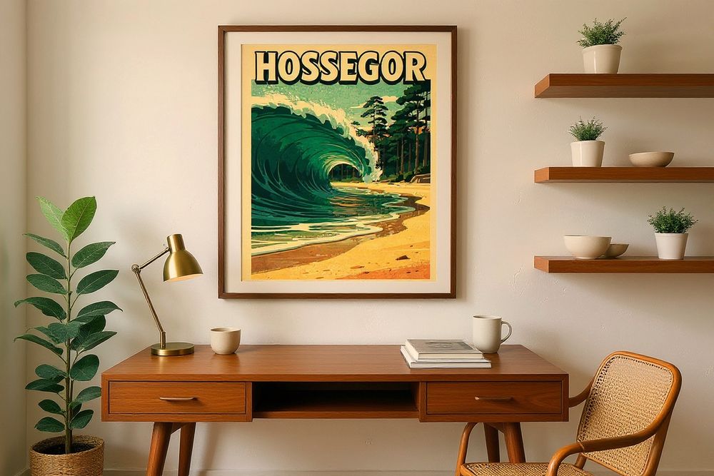 Hossegor France Surf Poster — room mockup