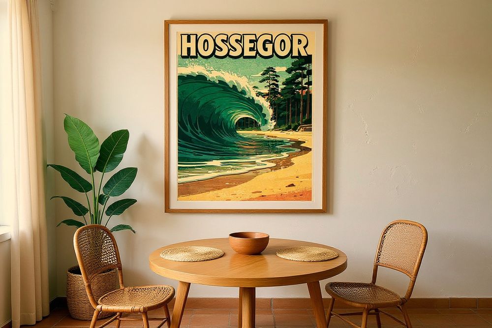 Hossegor France Surf Poster — room mockup