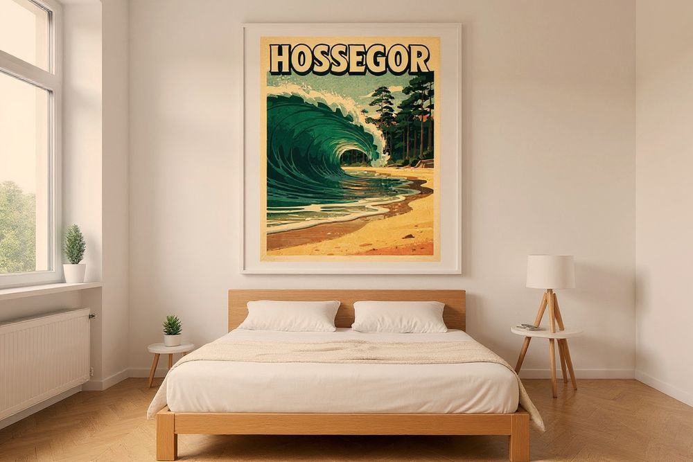 Hossegor France Surf Poster — room mockup