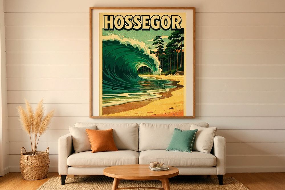 Hossegor France Surf Poster — room mockup