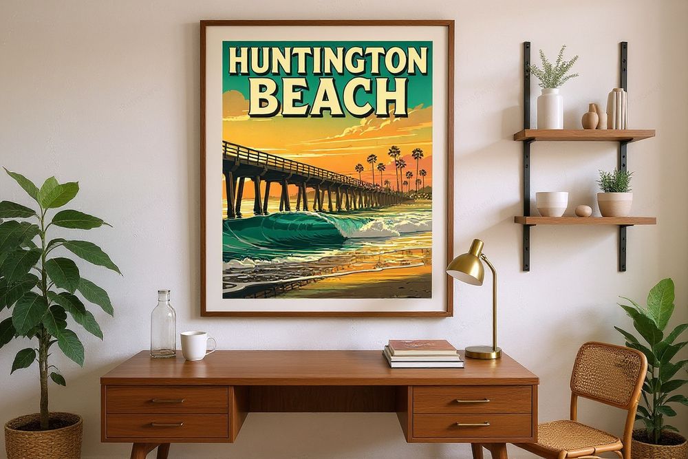 Huntington Beach Poster — room mockup
