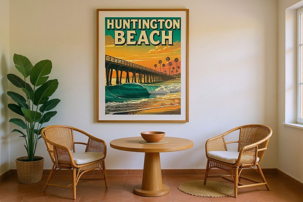 Huntington Beach Poster — room mockup
