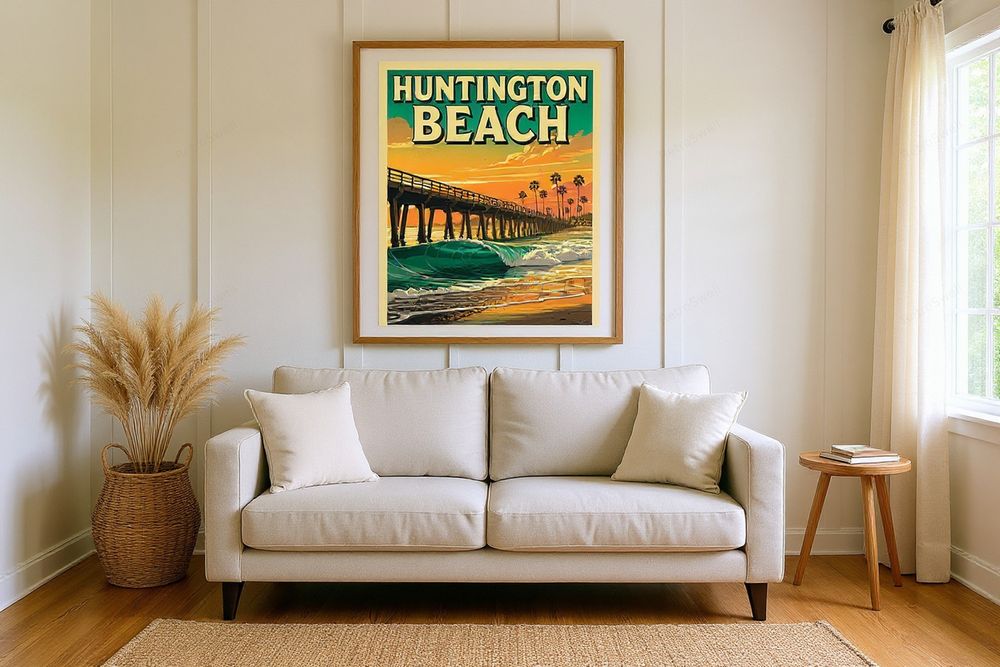 Huntington Beach Poster — room mockup