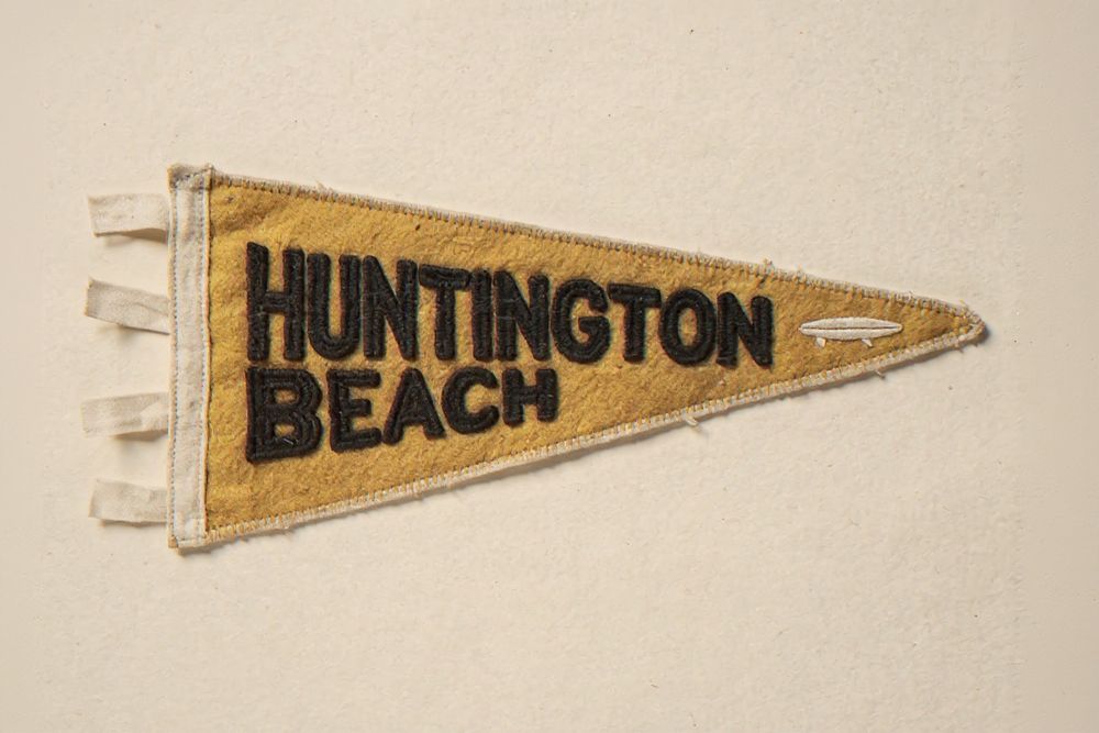 Huntington Beach Surf Pennant Print — room mockup