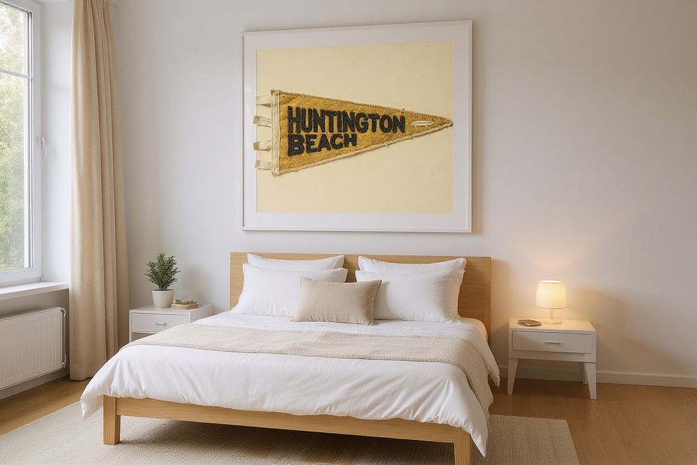 Huntington Beach Surf Pennant Print — room mockup