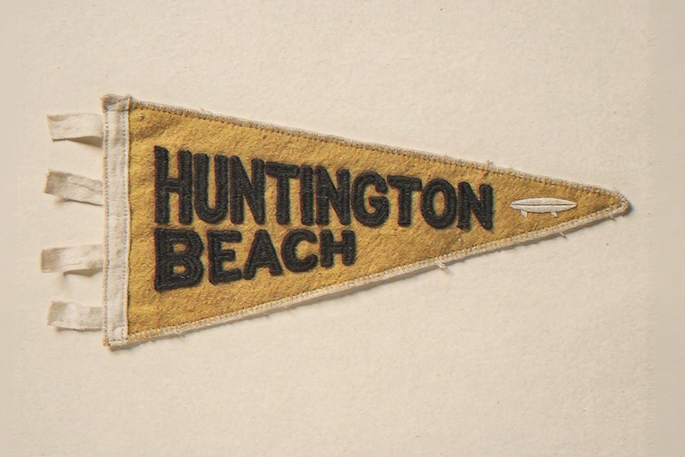 Huntington Beach Surf Pennant Print — room mockup