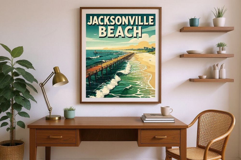 Jacksonville Beach Surf Poster — room mockup