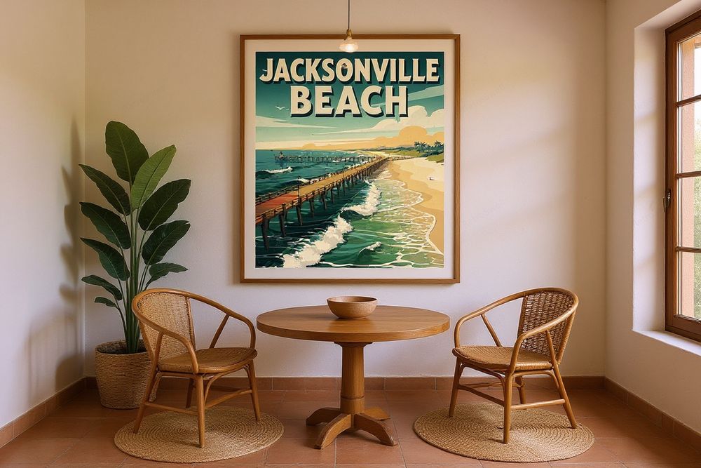 Jacksonville Beach Surf Poster — room mockup