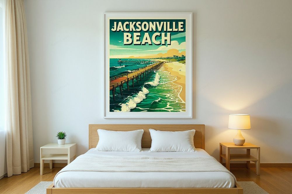 Jacksonville Beach Surf Poster — room mockup